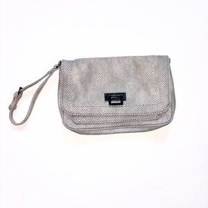 Gap Snakeskin Embossed Faux Leather Foldover Wristlet Clutch